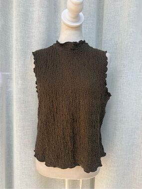 All:row textured crinckled brown high neck top